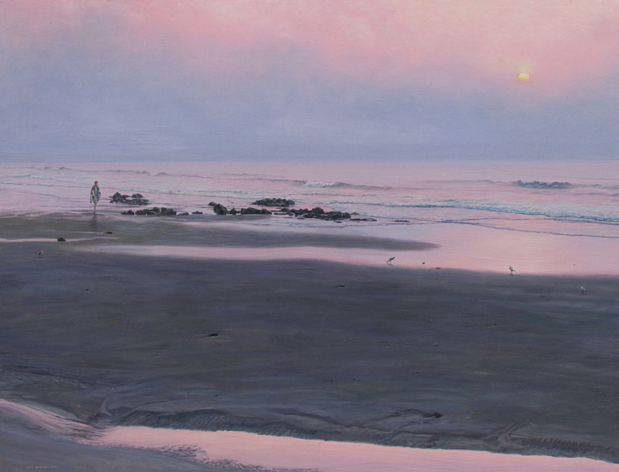 beach walk as morning fog burns off